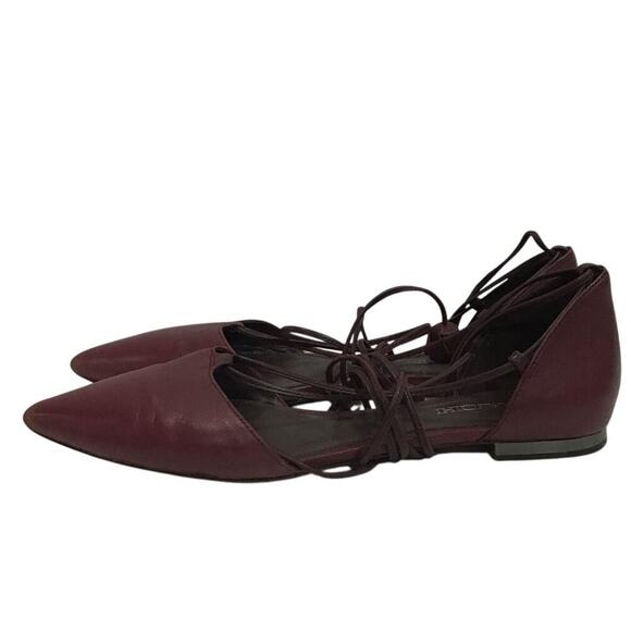 Coach Aubergine Leather Soft Shine Calf Laceup Pointed Toe Ballet‎ Flats Size 9 - Picture 3 of 6